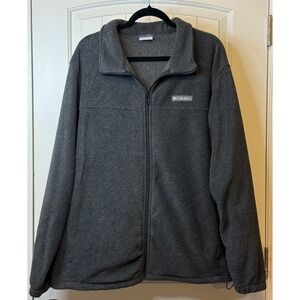Columbia Gray Fleece Full Zip Jacket Size 2X Adjustable Waistband Long Sleeve